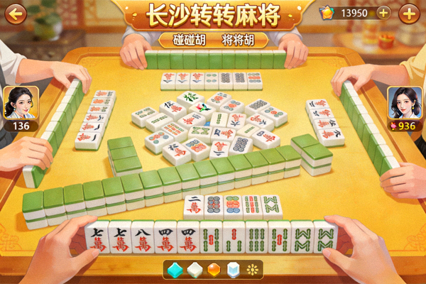 长沙转转麻将游戏界面，碰碰胡将将胡湖南特色