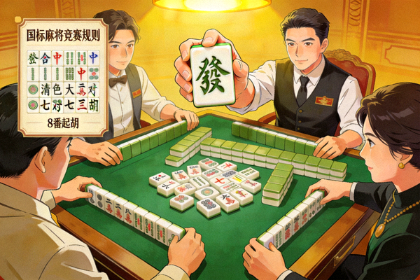 国标麻将8番起胡画面，规则严谨的竞赛麻将